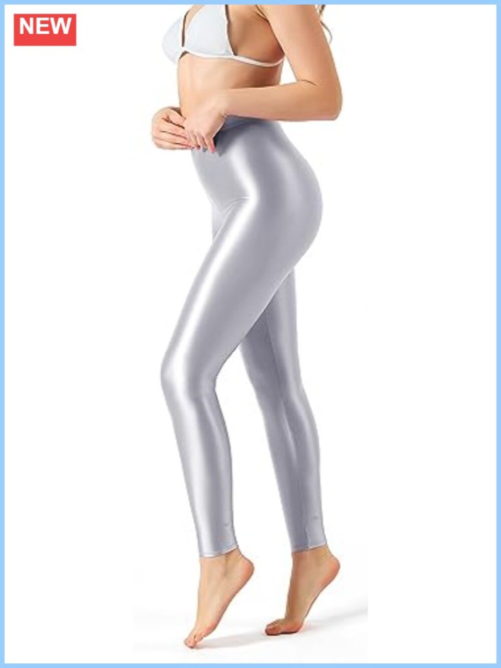 High Waist Shiny Leggings, Plus Size, Yoga Pilates Tights